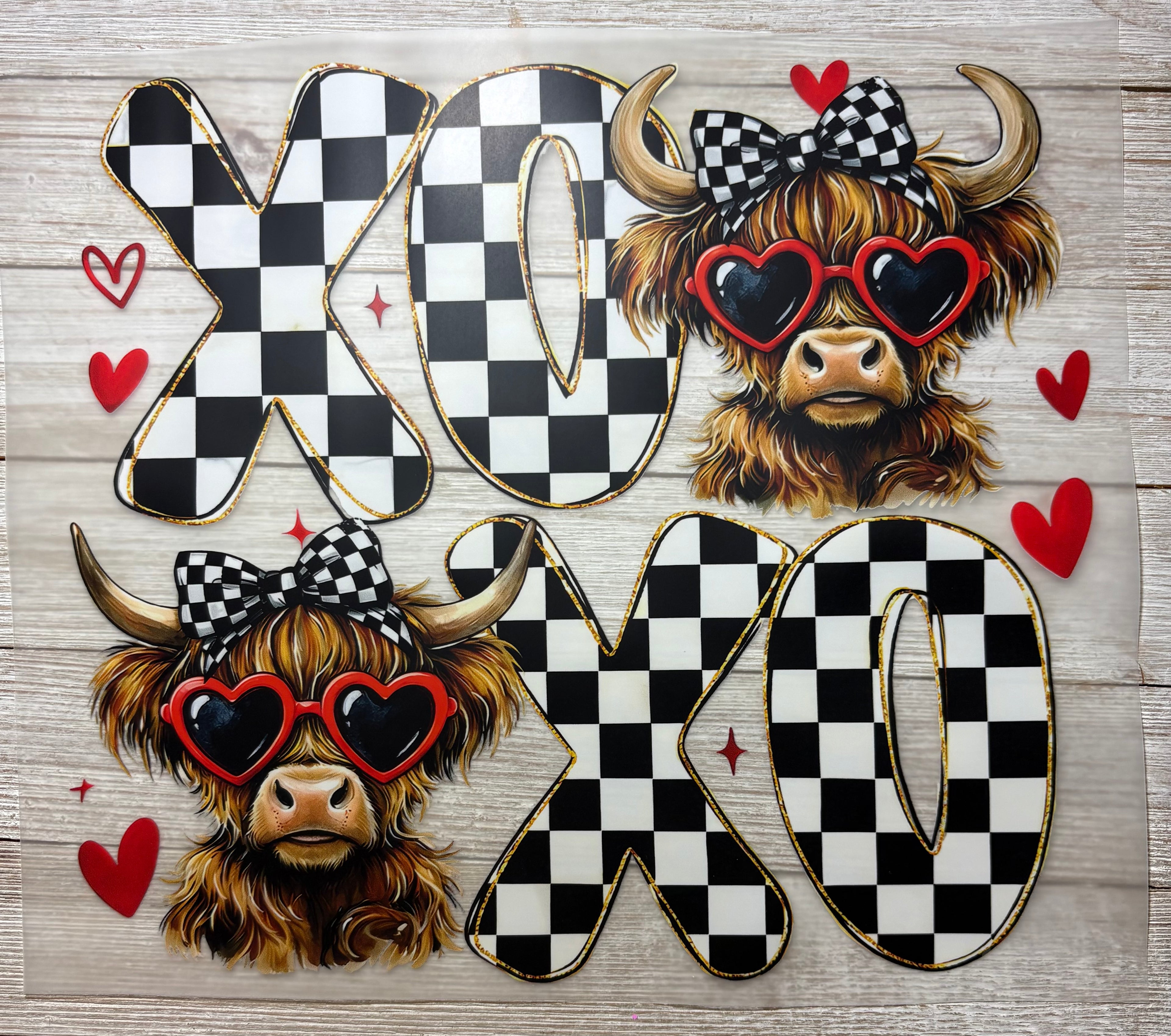XOXO Highland Cow DTF Print