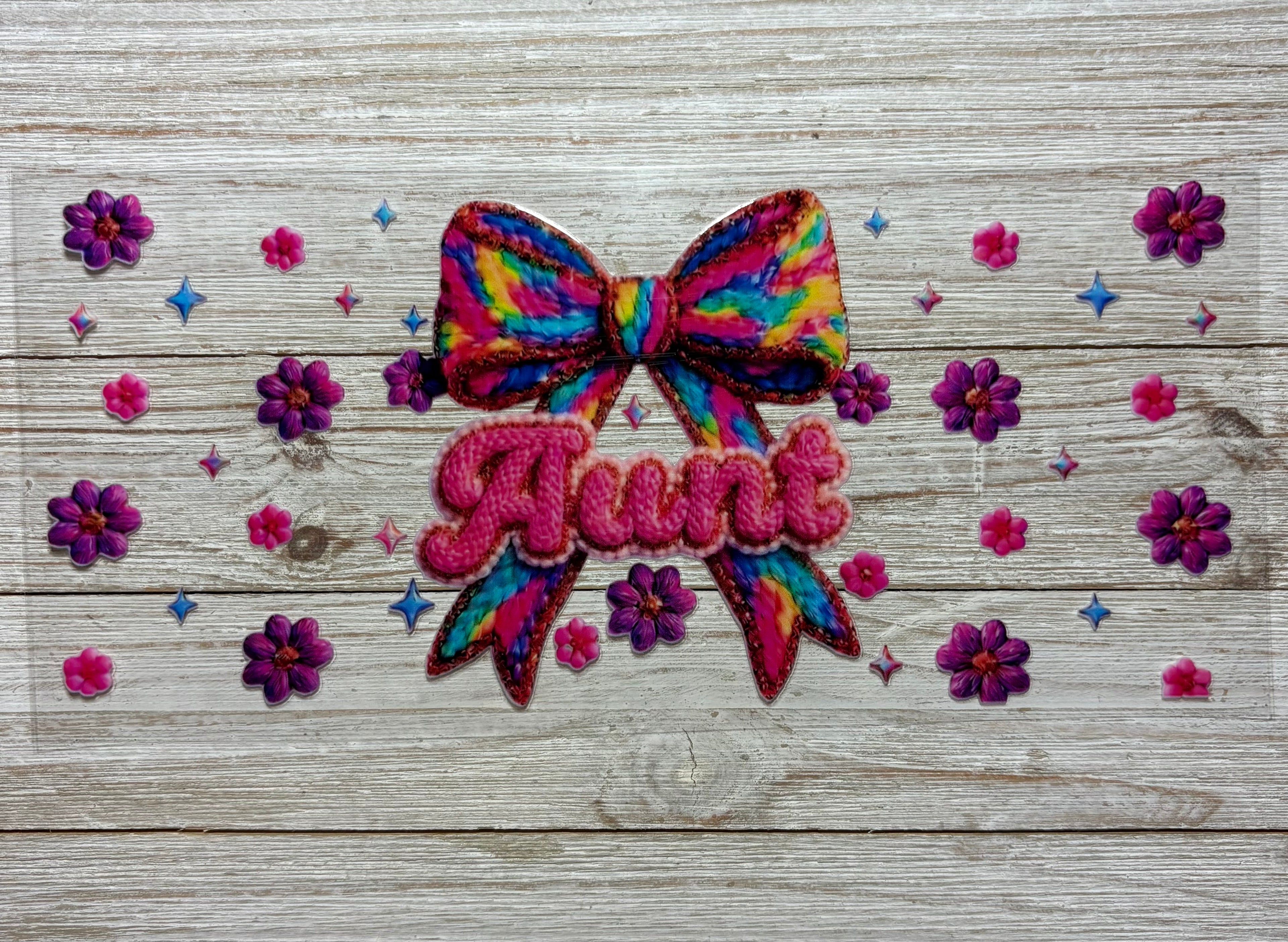 Colorful Aunt Bow UVDTF Wrap