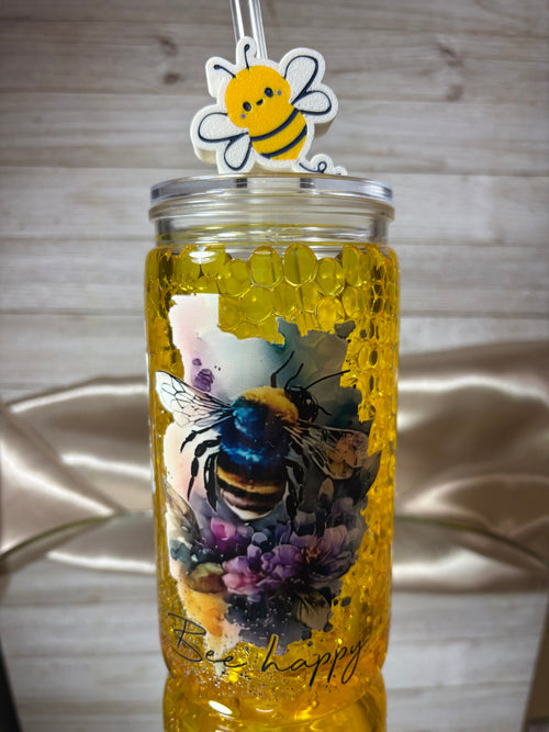 16oz Libby Bead Glitter Tumbler with Straw Topper