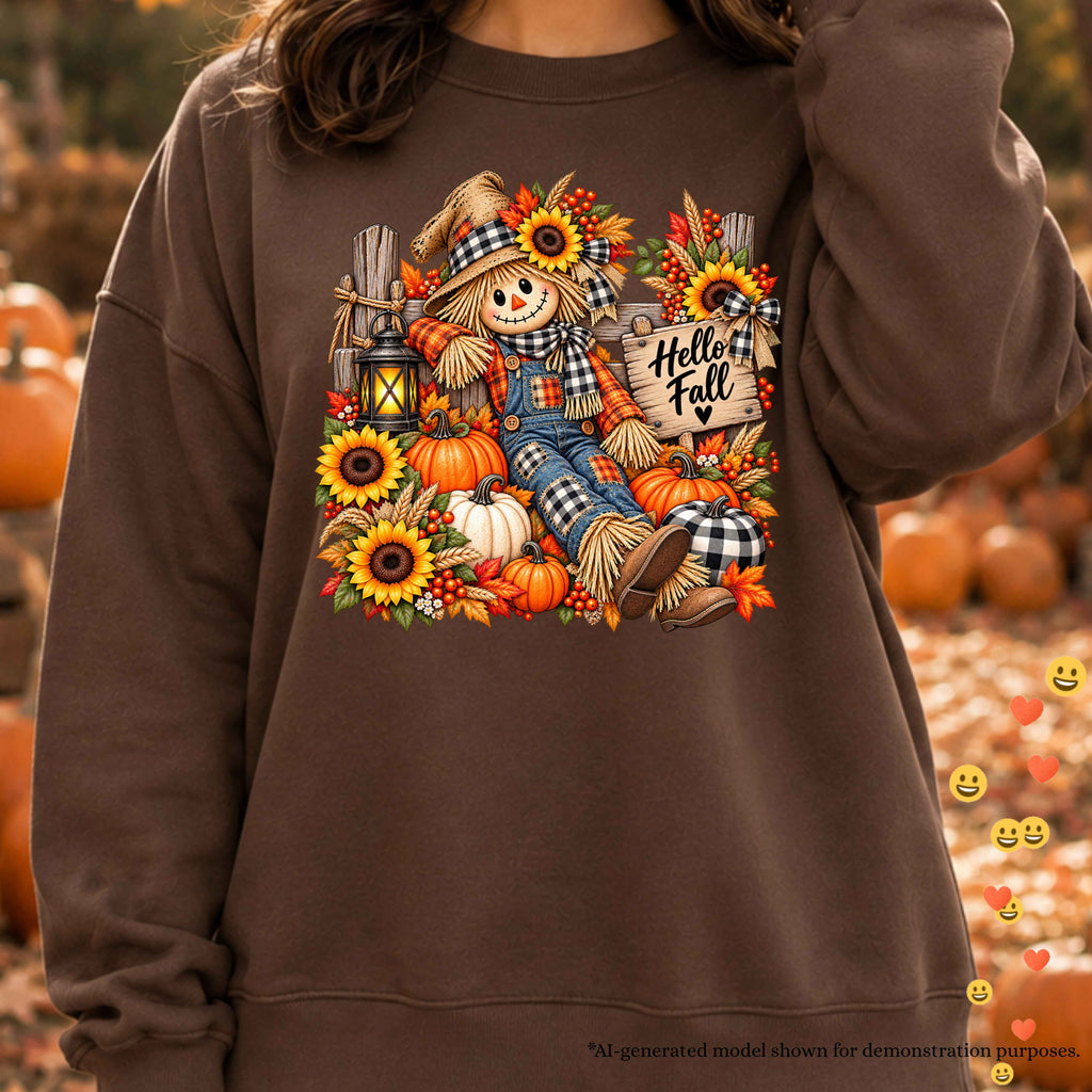 Hello Fall Scarecrow Pullover Sweatshirt