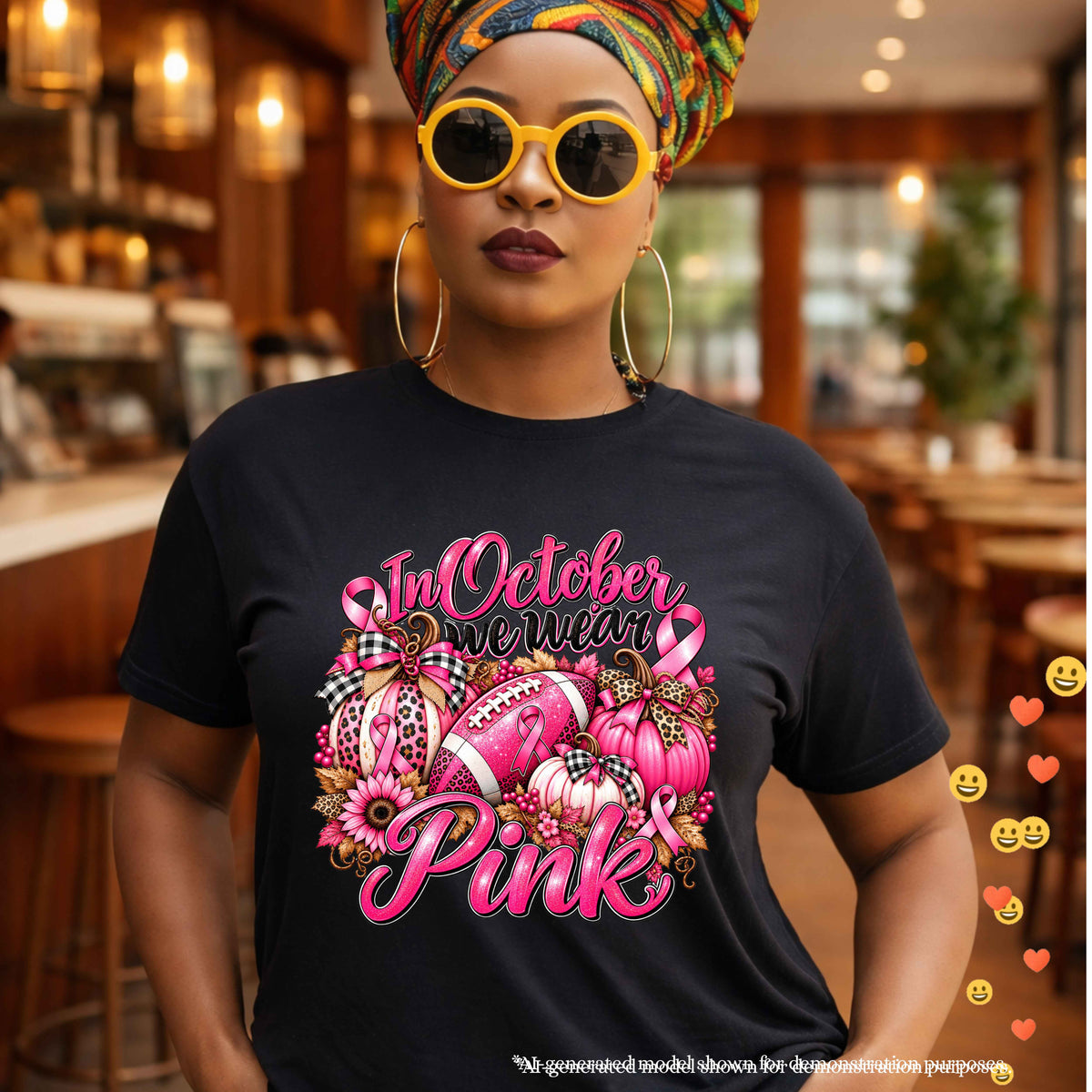 In October We Wear Pink Tshirt | Breast Cancer Awareness Football Design