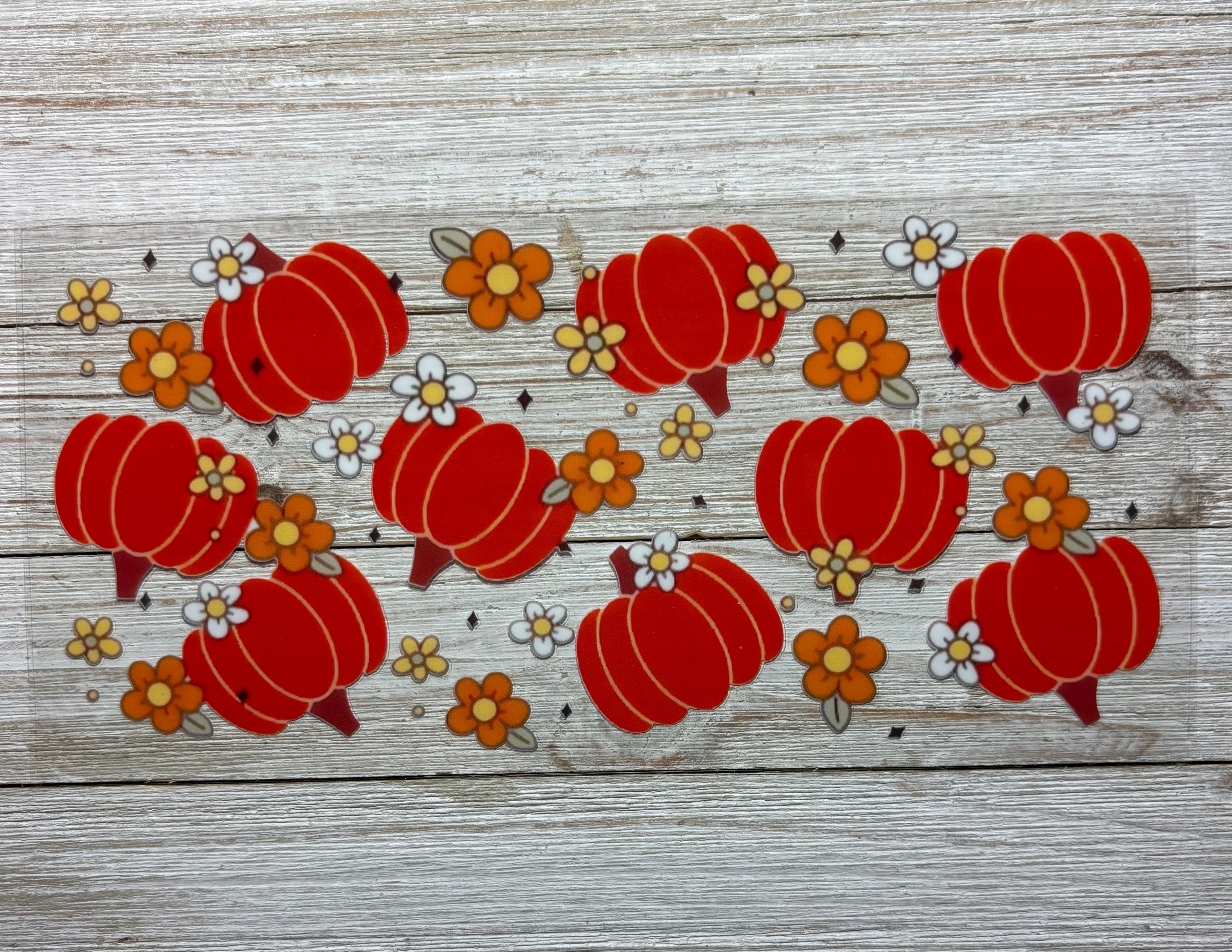 Orange Pumpkins and Flowers UVDTF Wrap