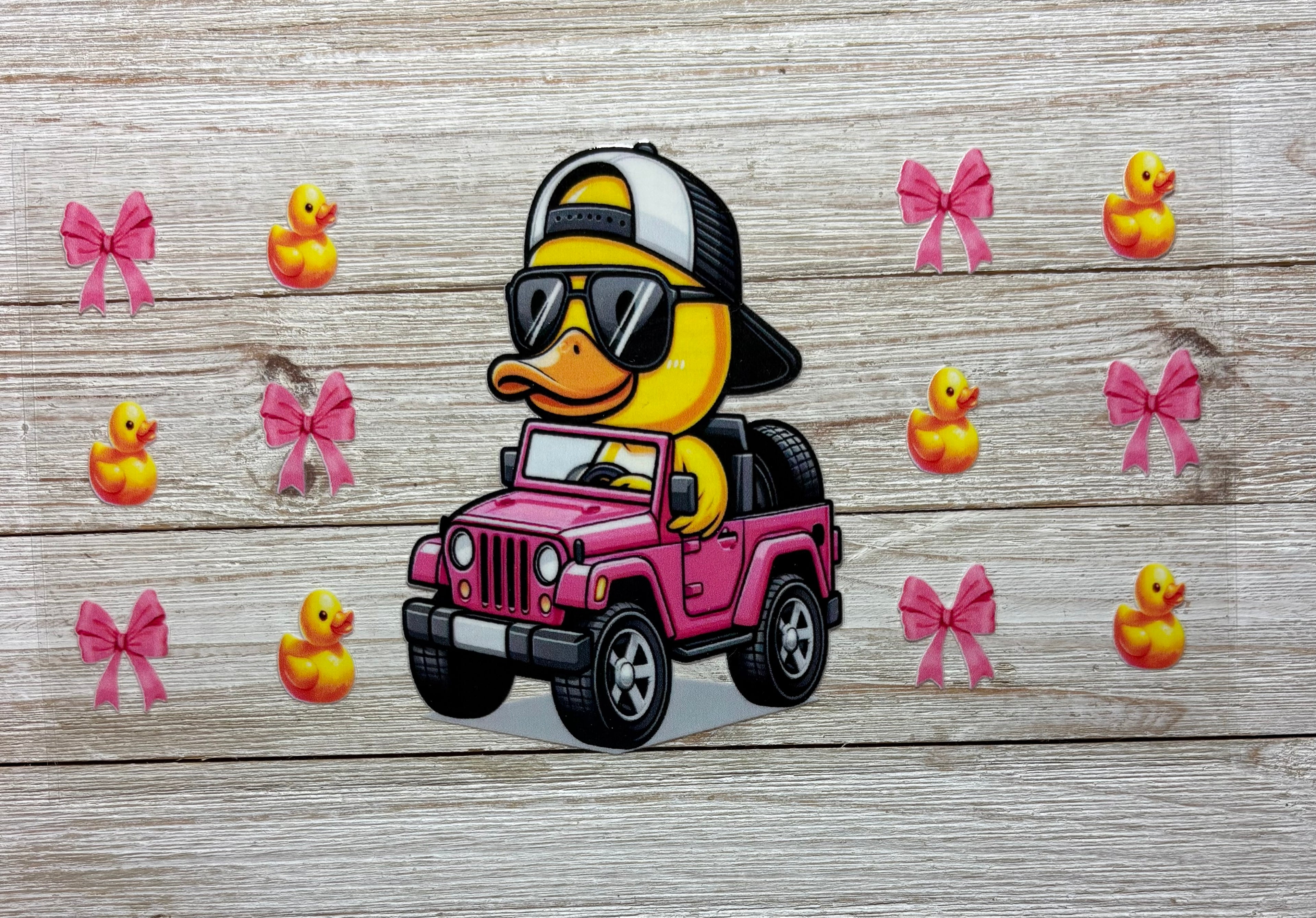 Pink Jeep with Duck UVDTF Wrap