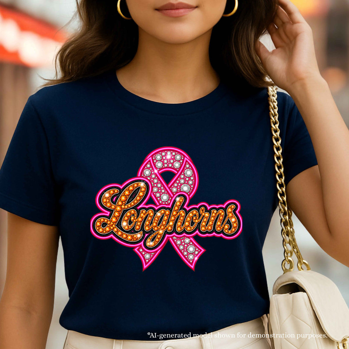 💗 Longhorns Breast Cancer Awareness T-Shirt | School Spirit Design