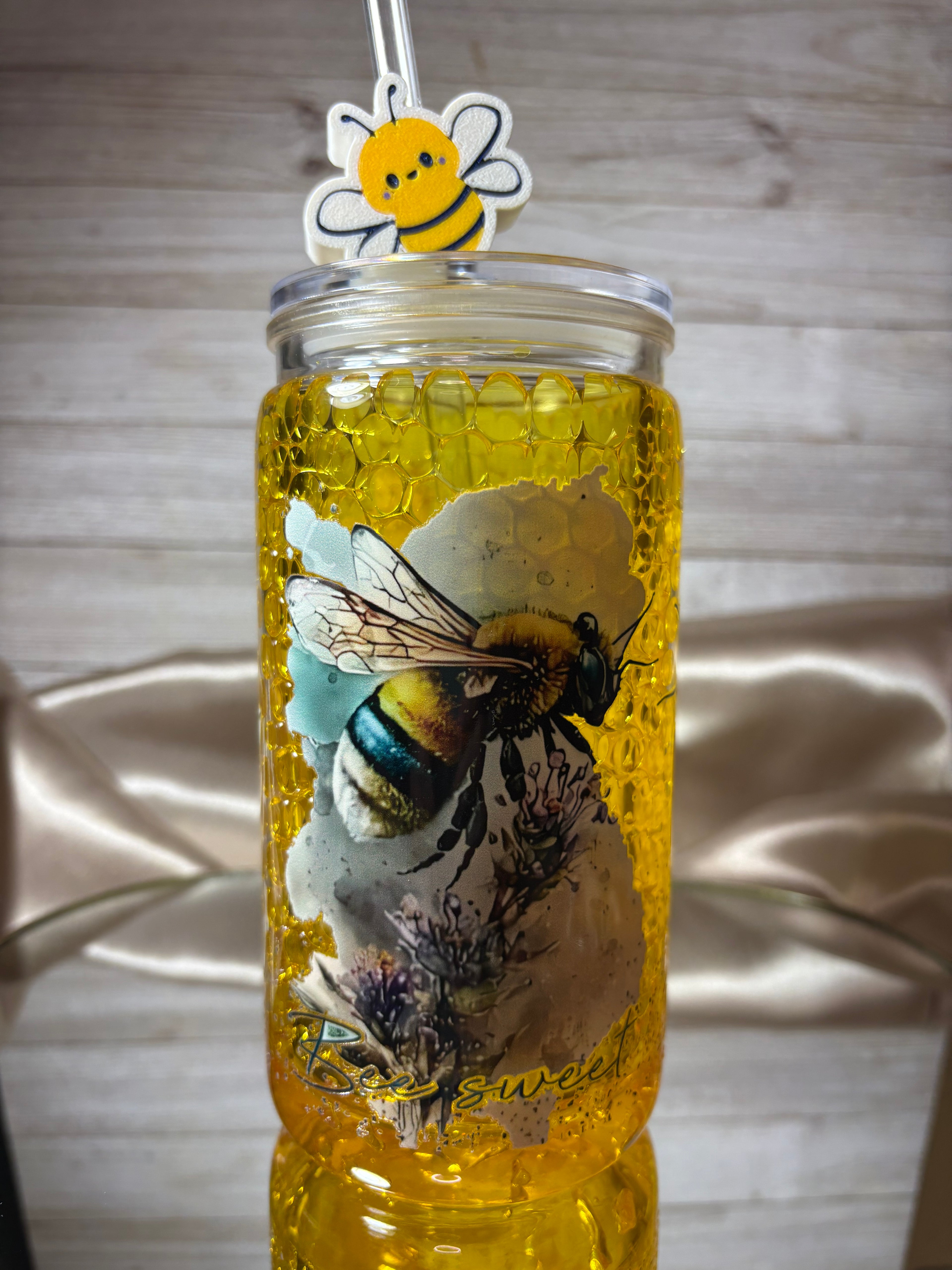 16oz Libby Bead Glitter Tumbler with Straw Topper