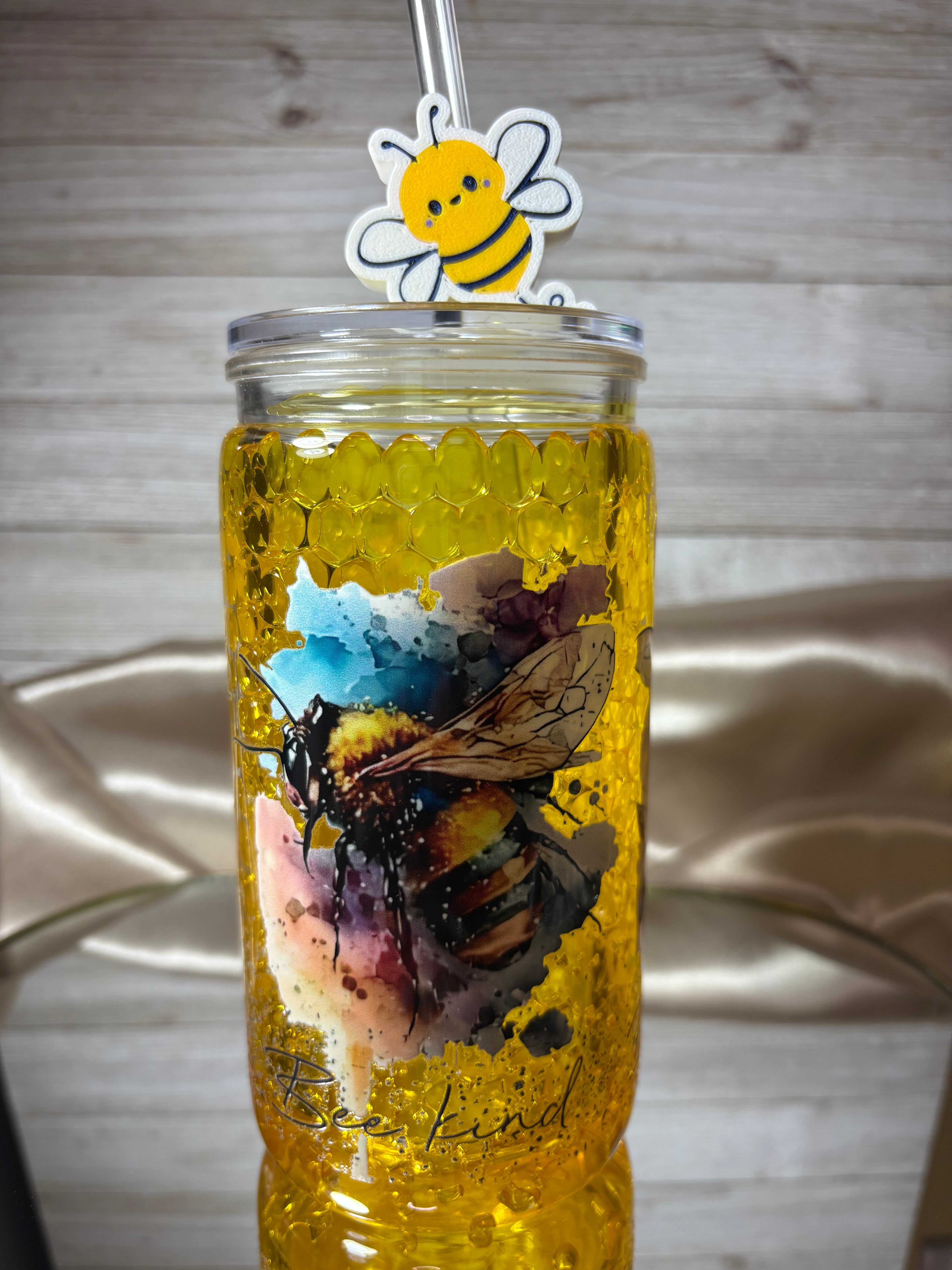 16oz Libby Bead Glitter Tumbler with Straw Topper