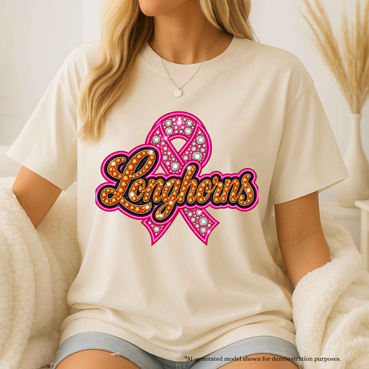 💗 Longhorns Breast Cancer Awareness T-Shirt | School Spirit Design