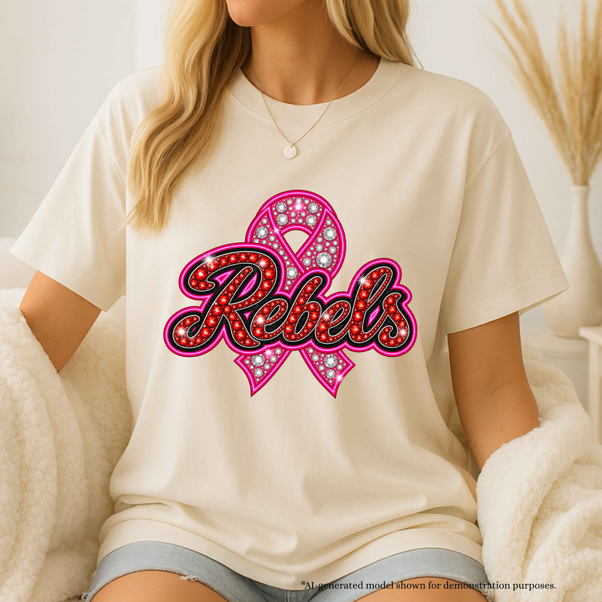 💗 Rebels Breast Cancer Awareness T-Shirt | School Spirit Design