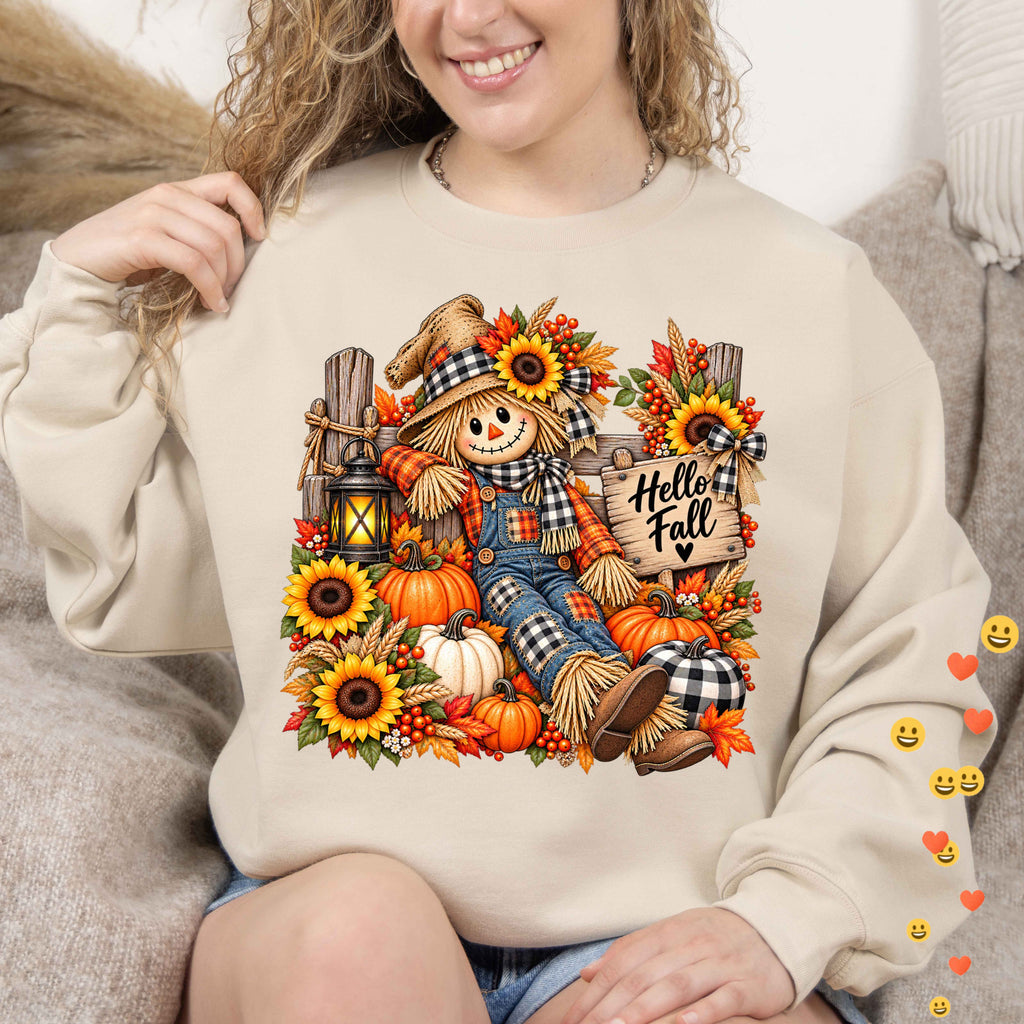 Hello Fall Scarecrow Pullover Sweatshirt
