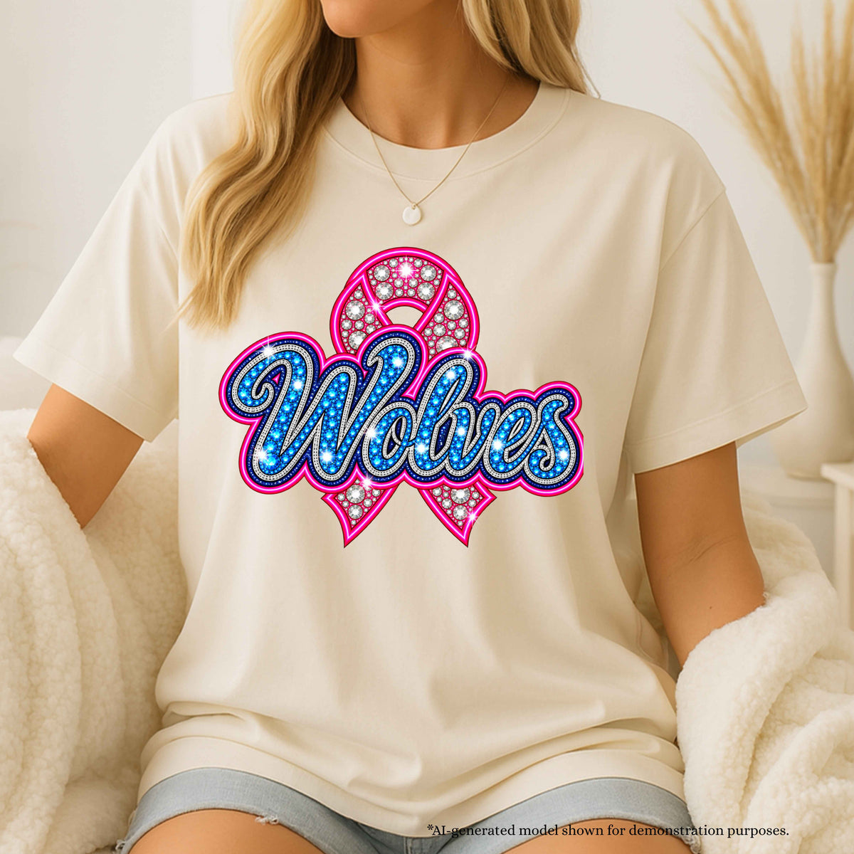 💗 Wolves Breast Cancer Awareness T-Shirt | School Spirit Design