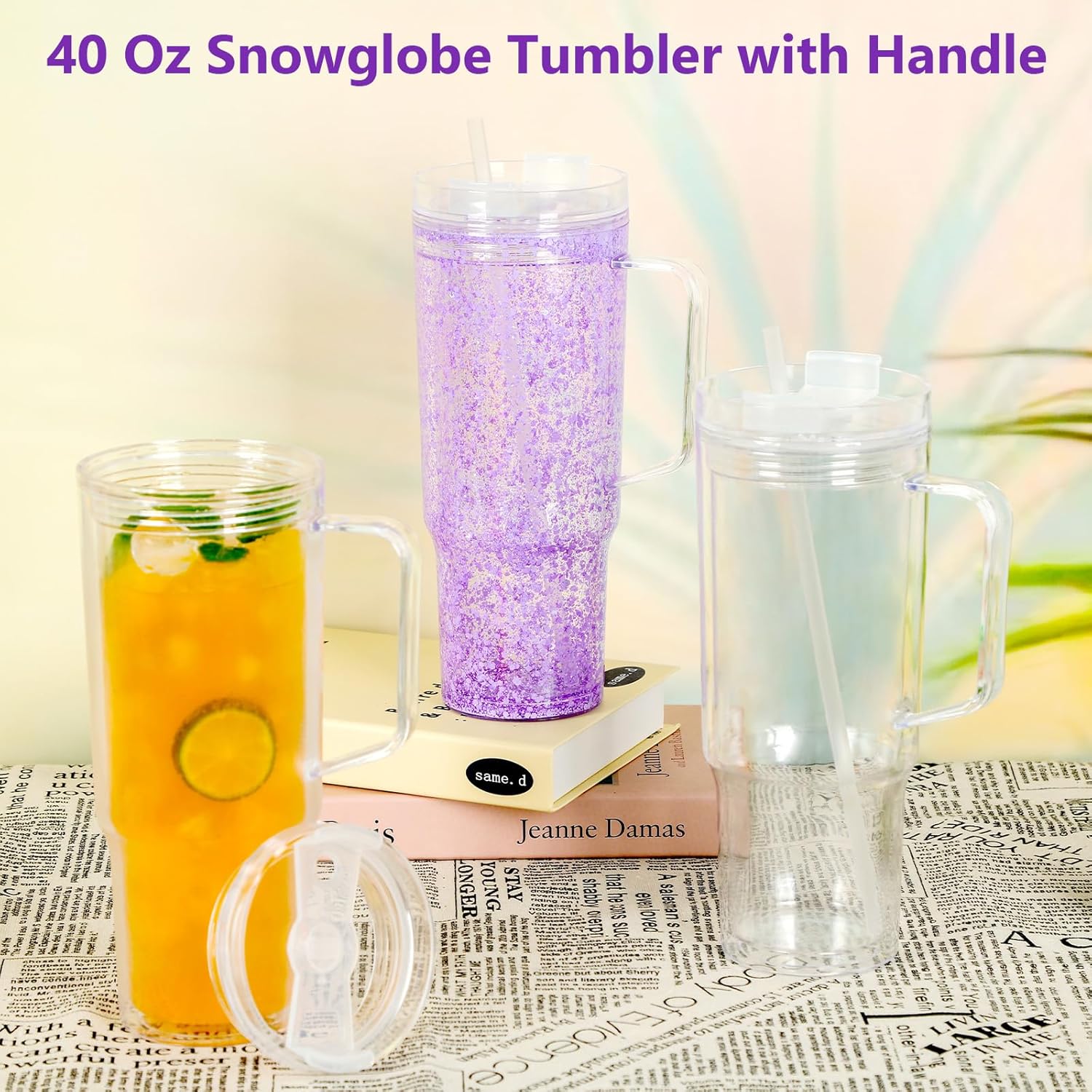 40oz Acrylic Snow Globe Tumbler with Handle