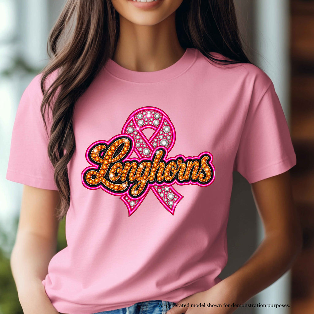 💗 Longhorns Breast Cancer Awareness T-Shirt | School Spirit Design