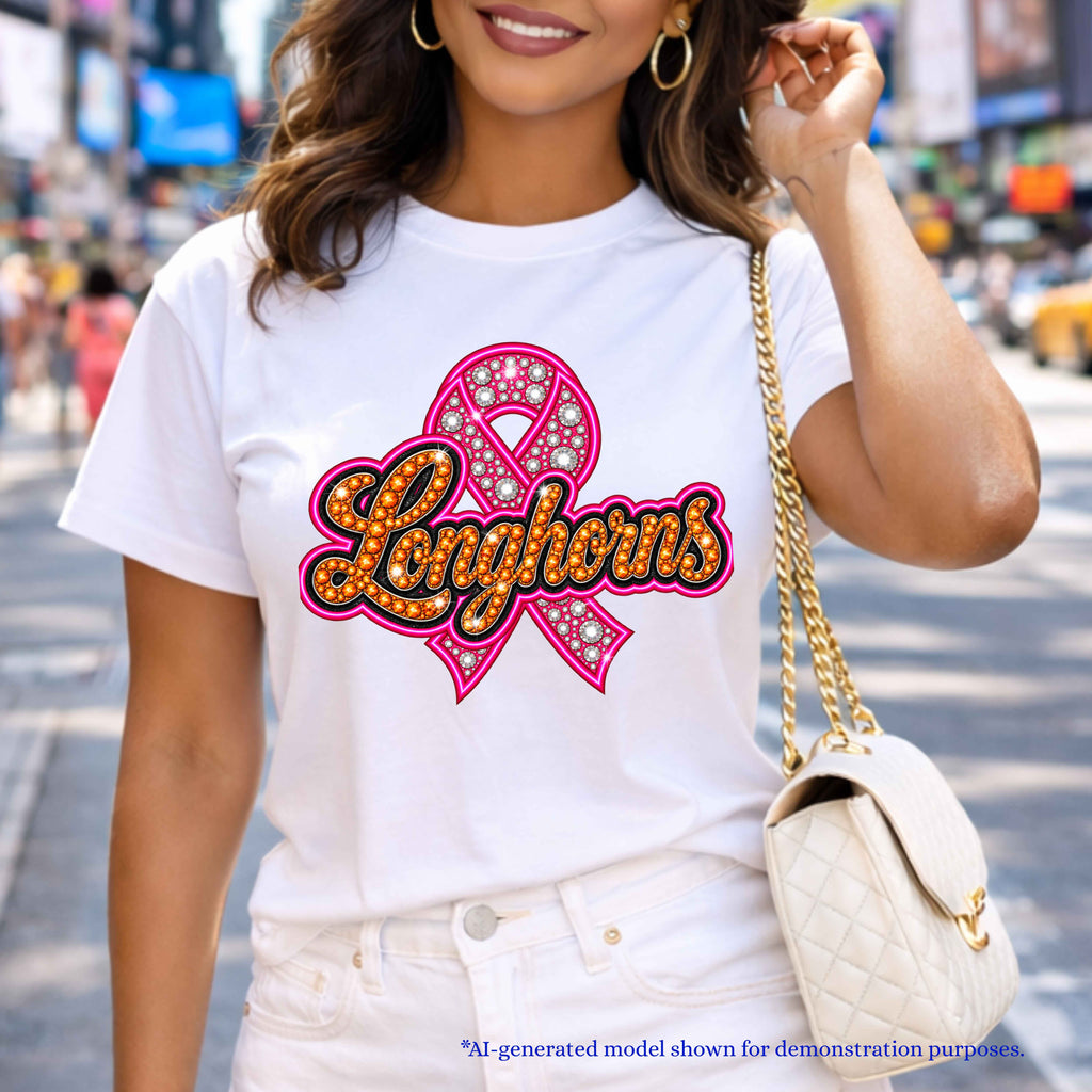 💗 Longhorns Breast Cancer Awareness T-Shirt | School Spirit Design
