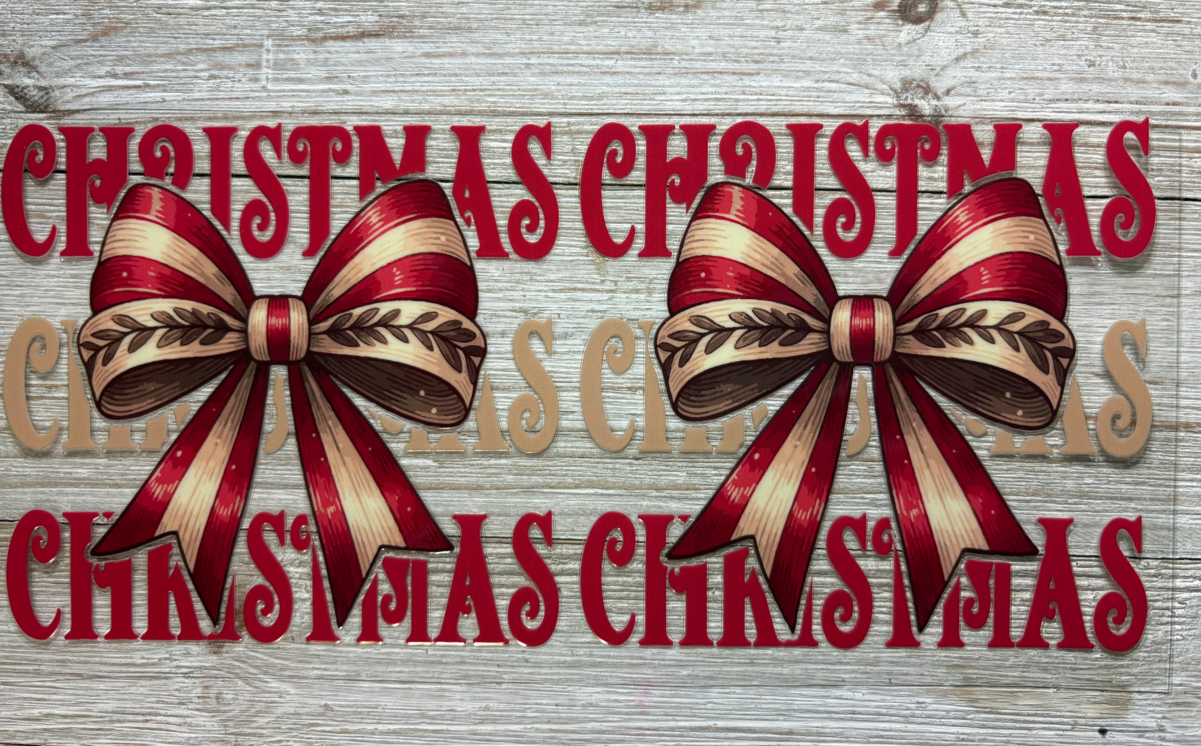 Christmas Red & Gold Ribbon UVDTF Wrap