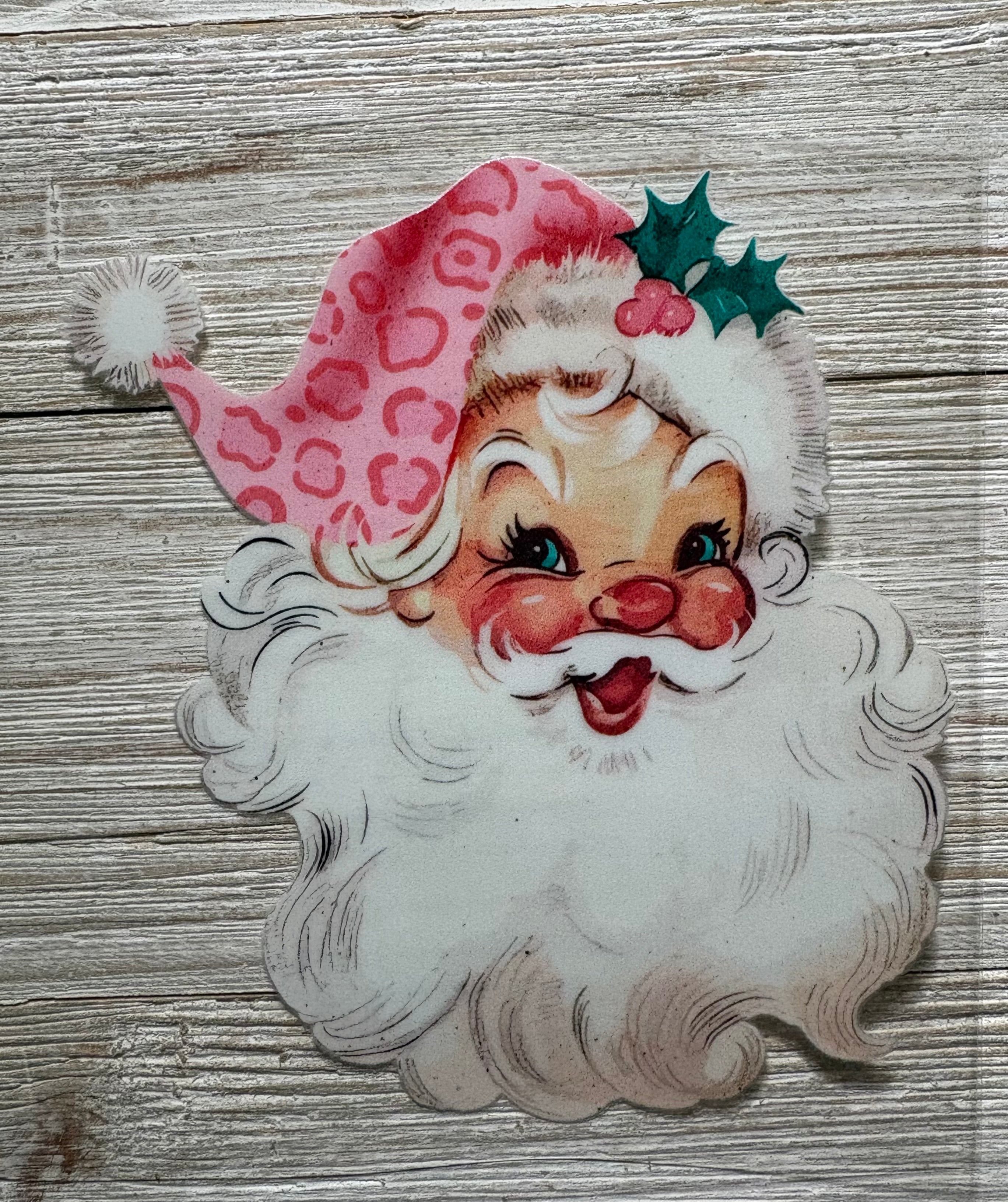 Pink Rosy Pink Cheek Santa 4” UVDTF Print