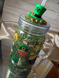 20oz St. Paddy’s Day Beaded Glitter Mug with Straw Topper