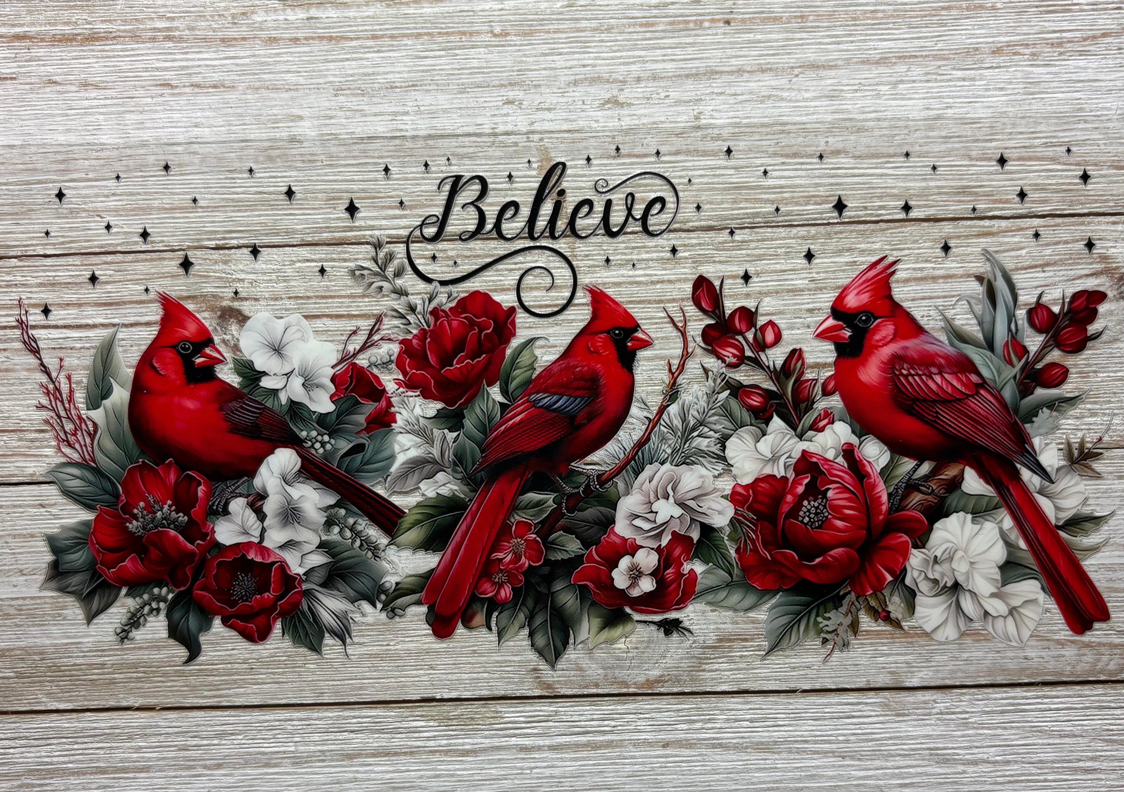 Christmas Red Cardinal Believe UVDTF Wrap
