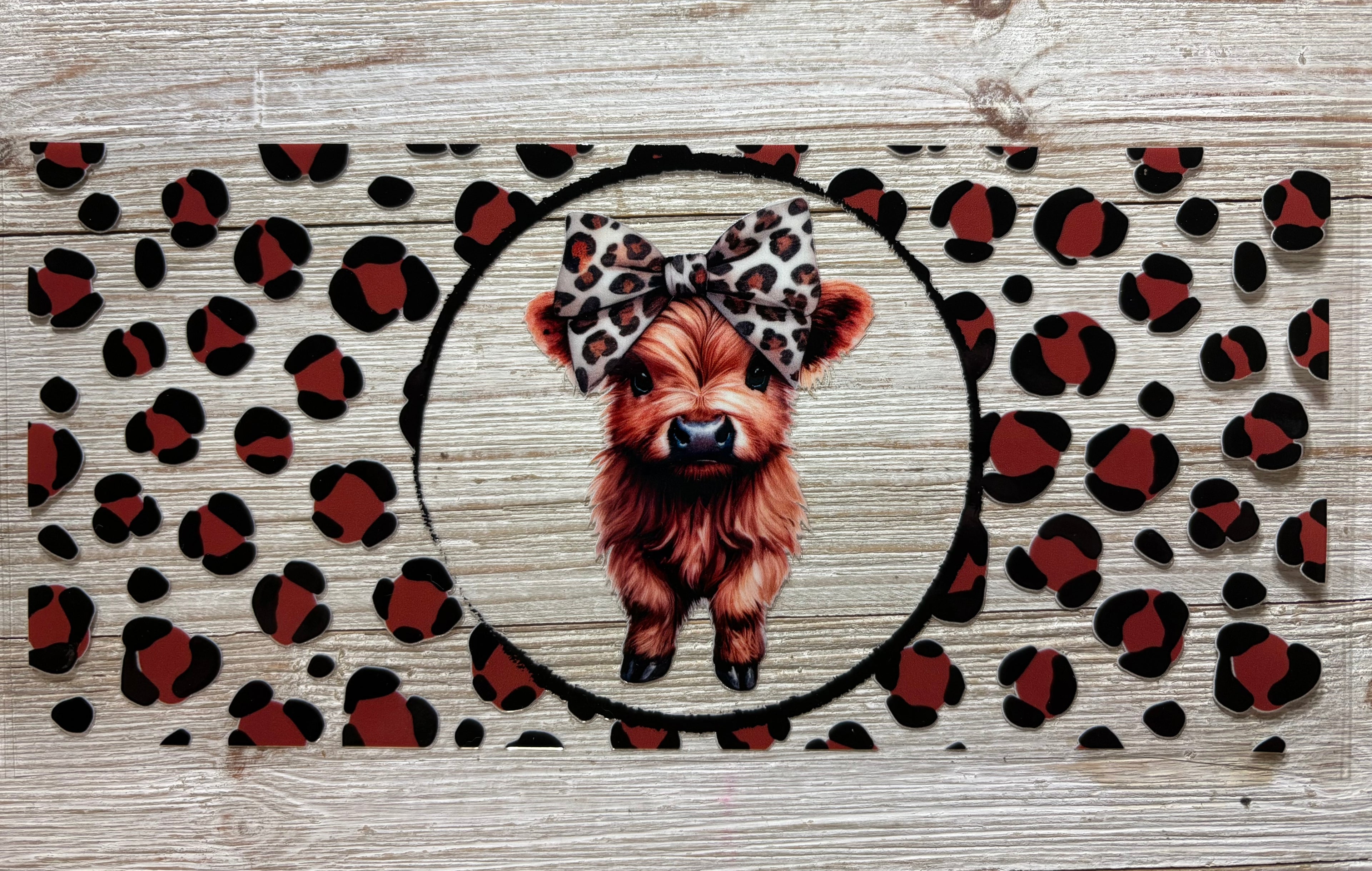 Cow Print Bow Highland UVDTF Wrap