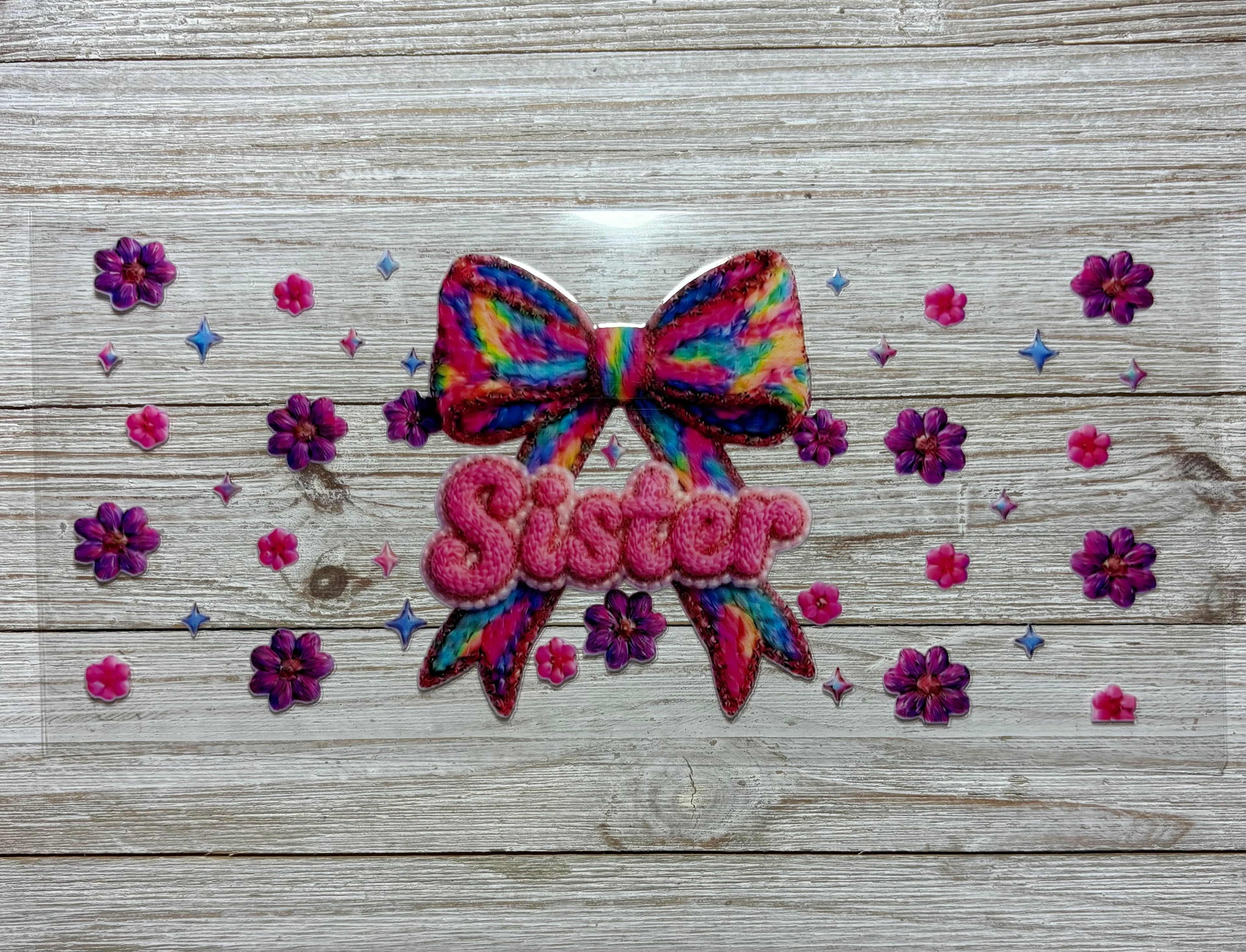 Colorful Sister Bow UVDTF Wrap