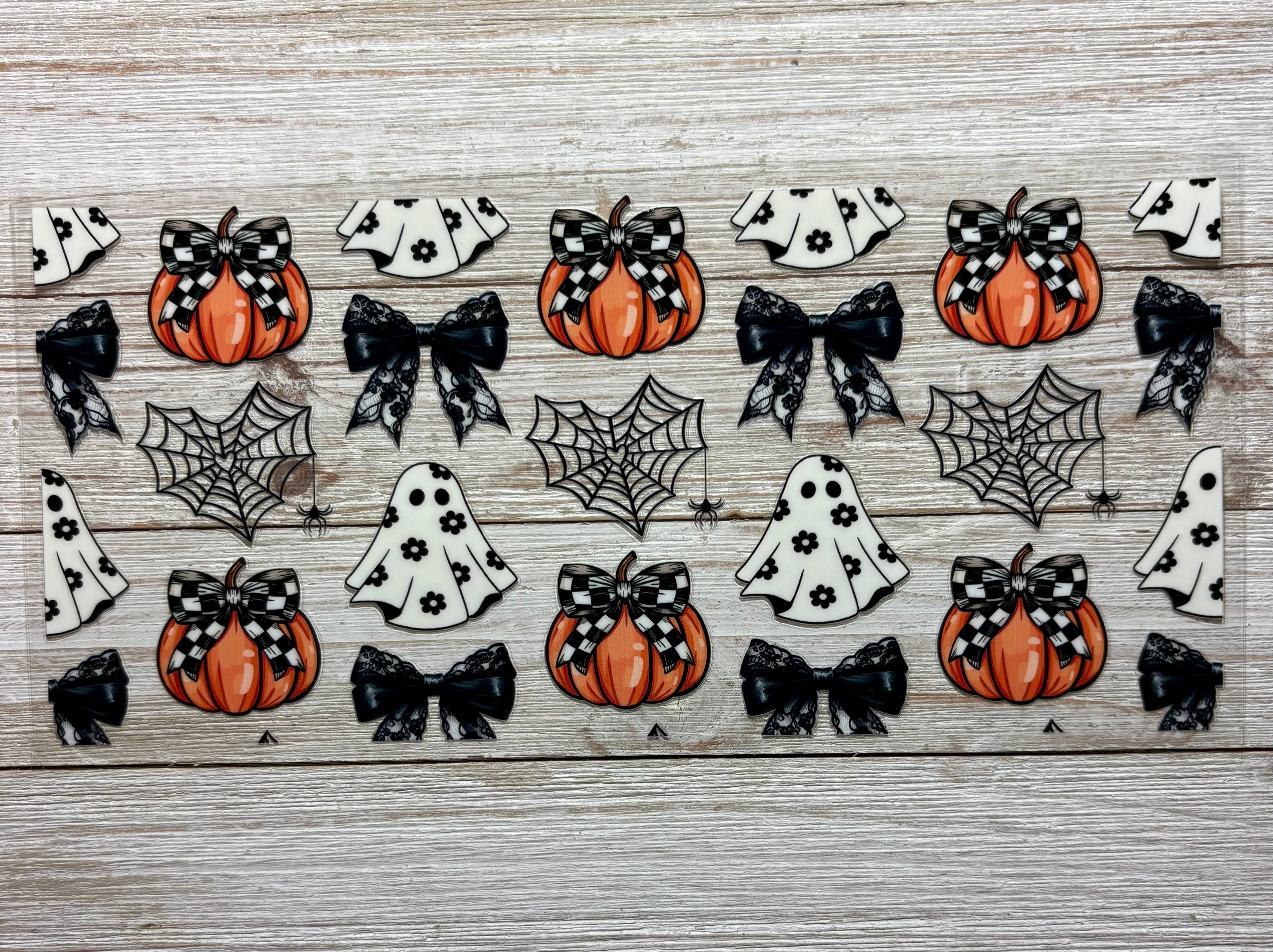 Pumpkin Spiderweb Ghosts UVDTF Wrap