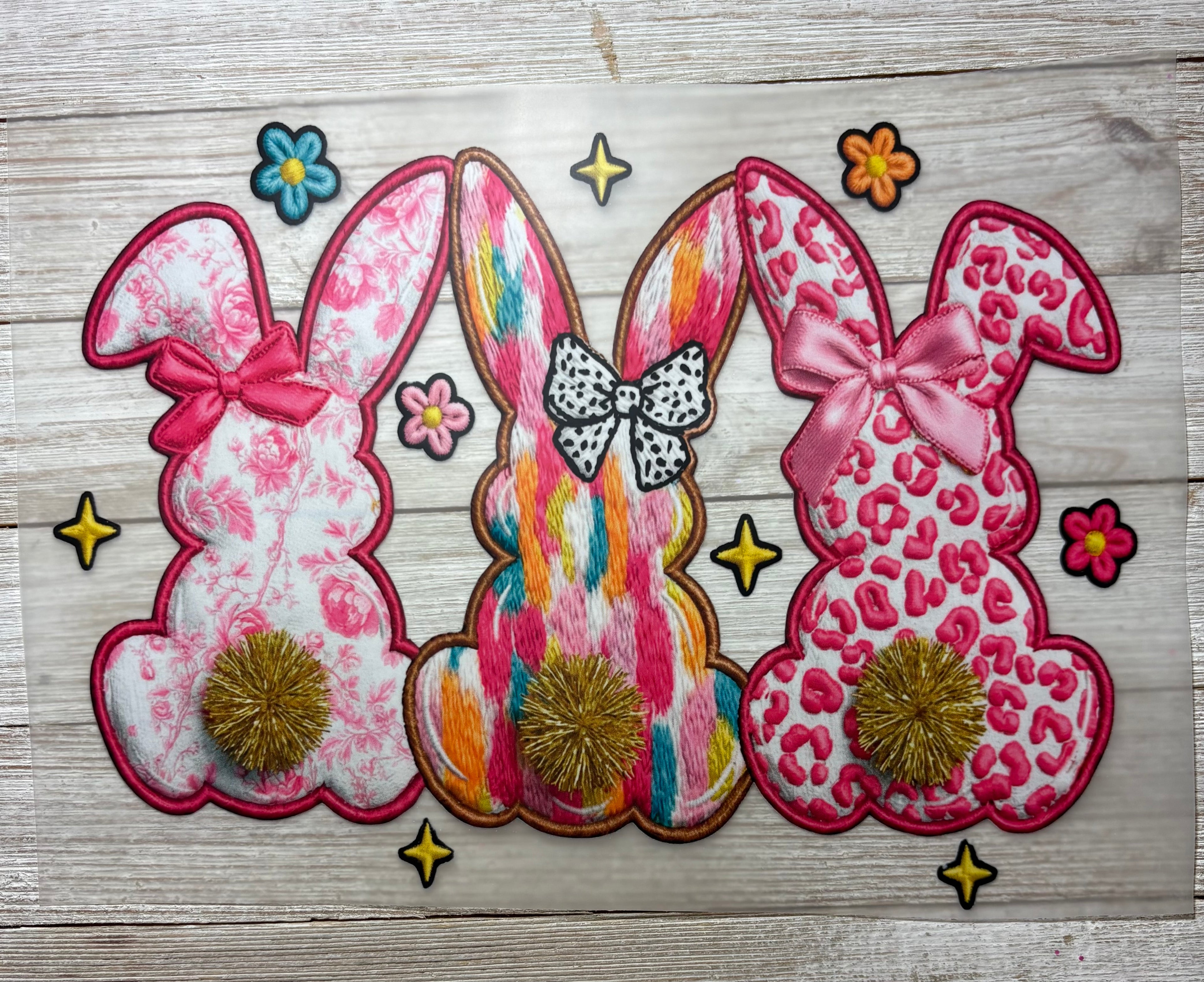 Three Easter Bunny DTF Print