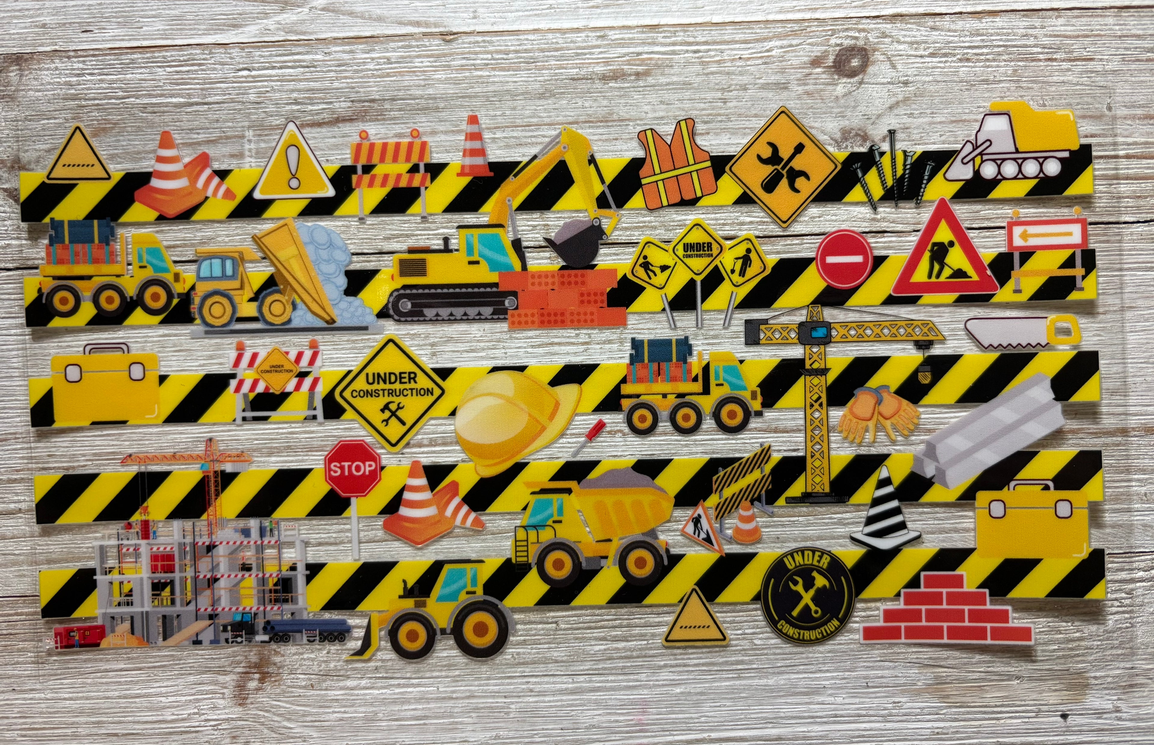 Construction Vehicles/Signs UVDTF Wrap