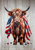 Patriotic Bull with Flag 4th of July DTF Print