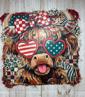 Patriotic Cow with Glasses 4th of July DTF Pront