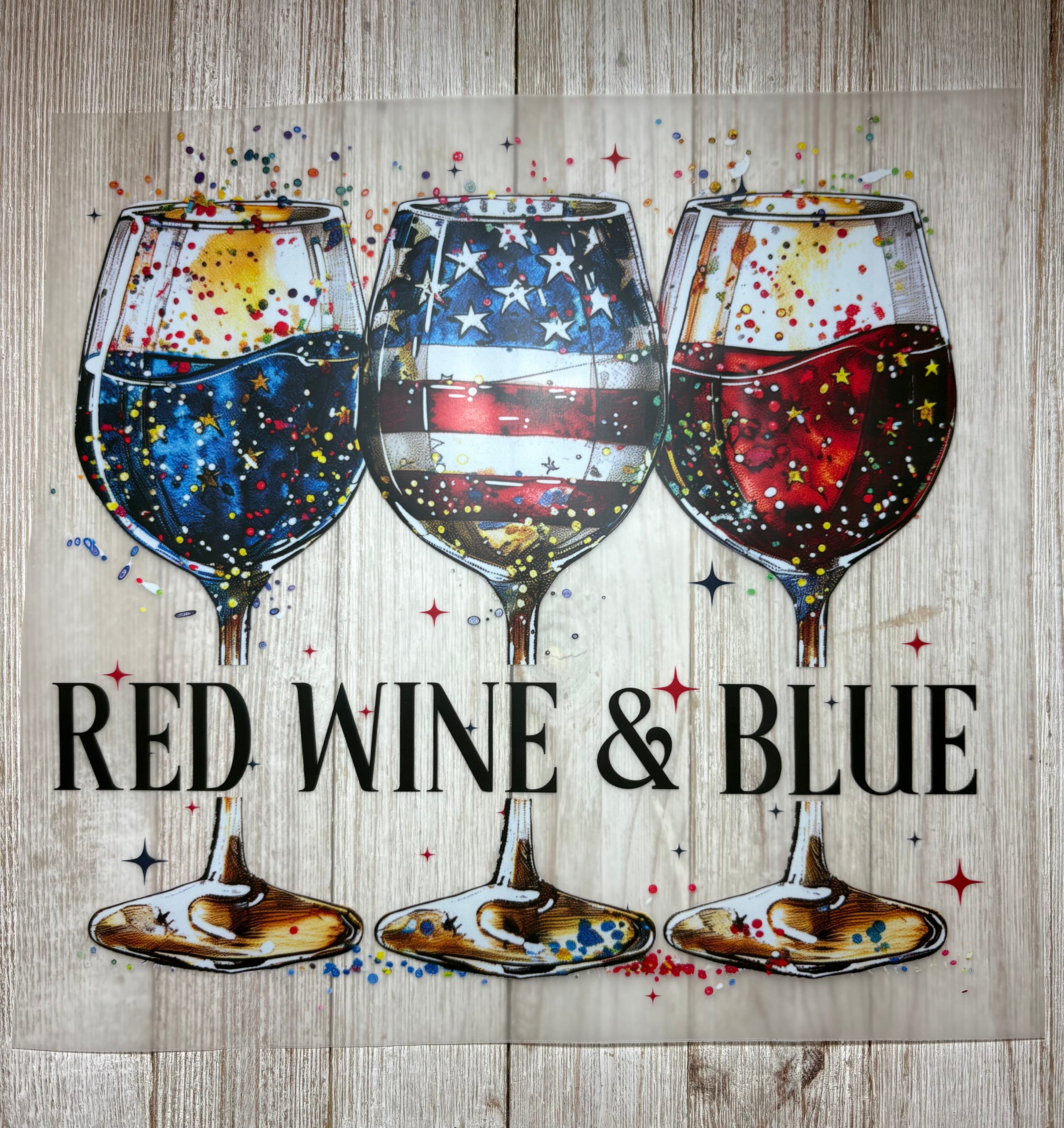 Red Wine & Blue 4th of July DTF Print