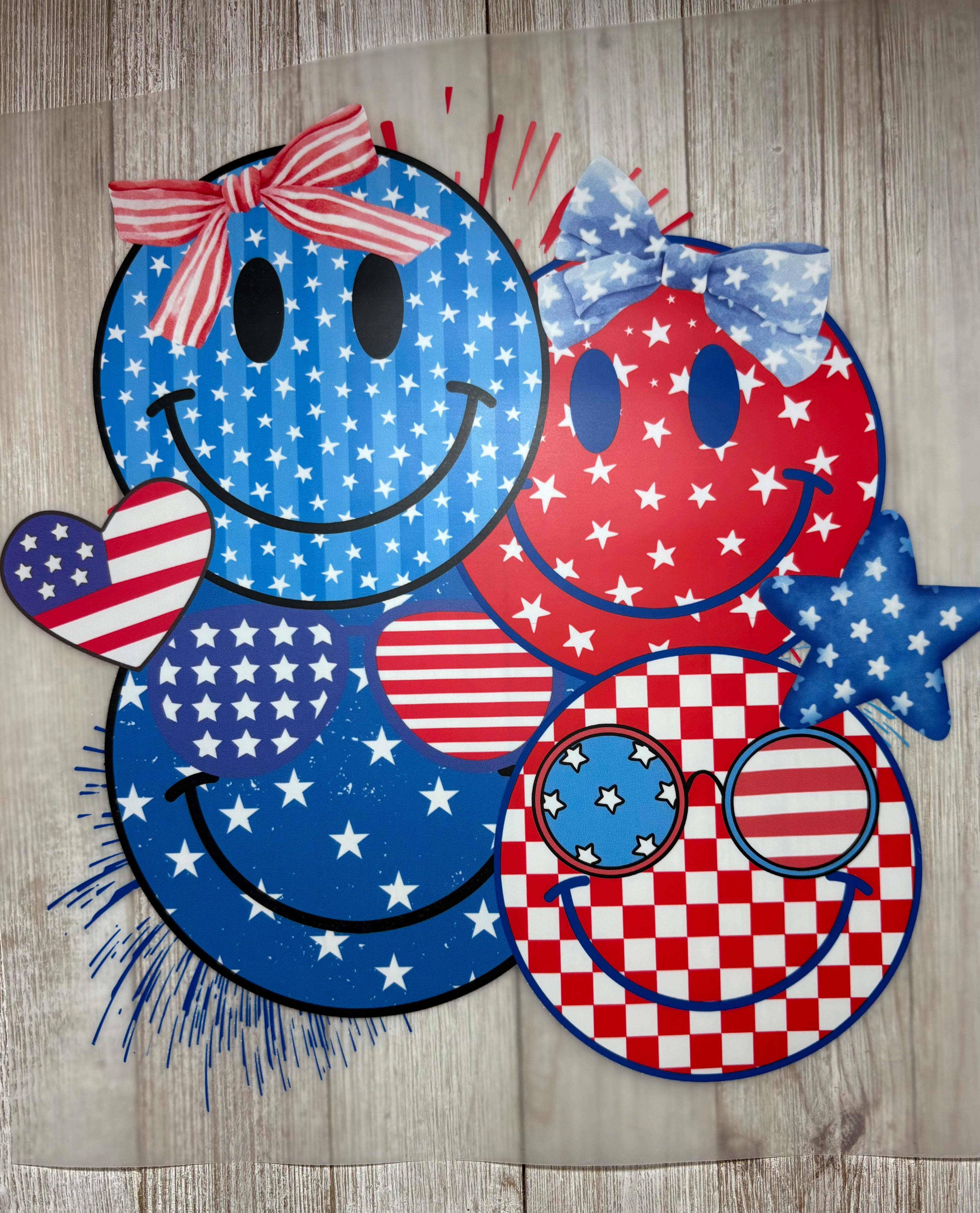 Smiley Faces 4th of July DTF Prints