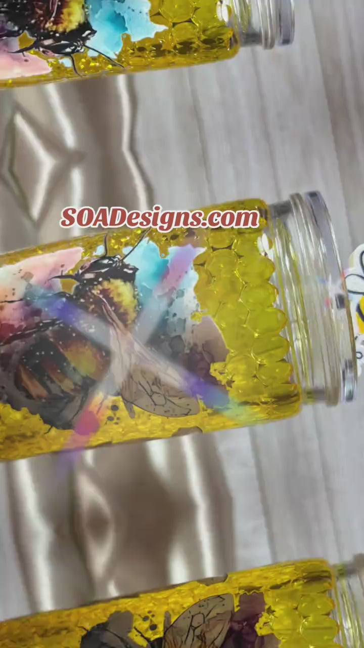 16oz Libby Bead Glitter Tumbler with Straw Topper