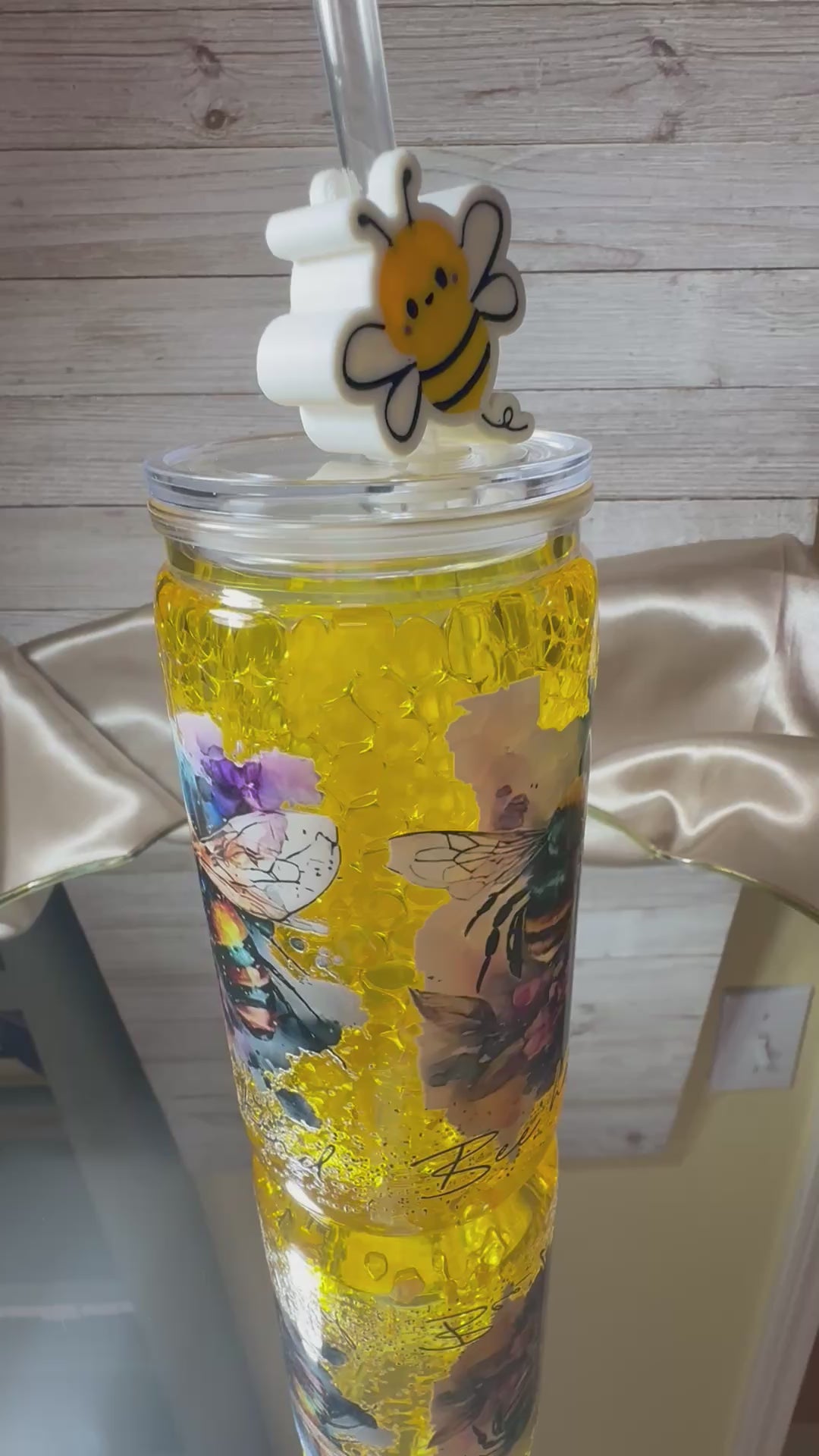 16oz Libby Bead Glitter Tumbler with Straw Topper